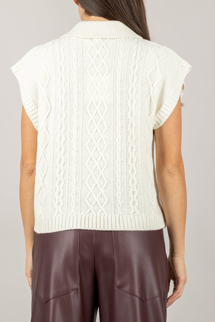 TENSIONE IN - D80967 - GILET CON COLLETTO E RICAMI