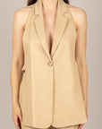 VICOLO - TAB0643 - GILET DAVANTINO MISTO LINO BEIGE