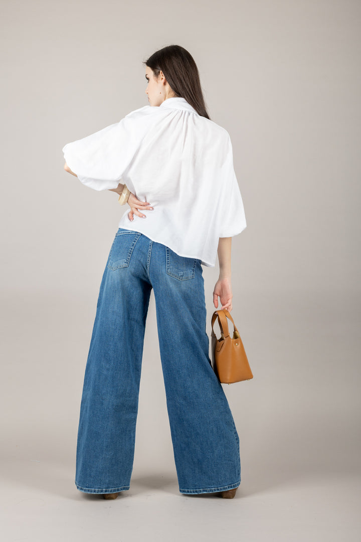 HAVEONE - CMA-N185 - BLUSA REGLAN CON FIOCCO E MANICA A PALLONCINO