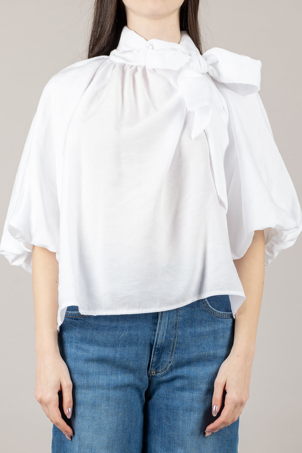 HAVEONE - CMA-N185 - BLUSA REGLAN CON FIOCCO E MANICA A PALLONCINO