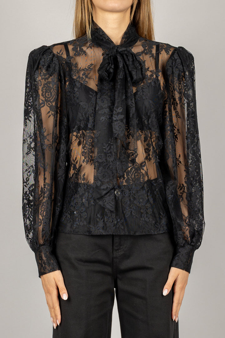 TENSIONE IN - FW250009 - BLUSA IN PIZZO CON FIOCCO
