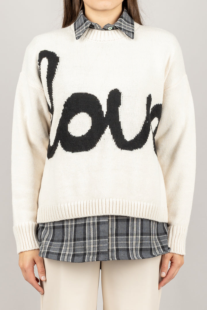 TENSIONE IN - W5HMJ70A400 - MAGLIA CON SCRITTO LOVE