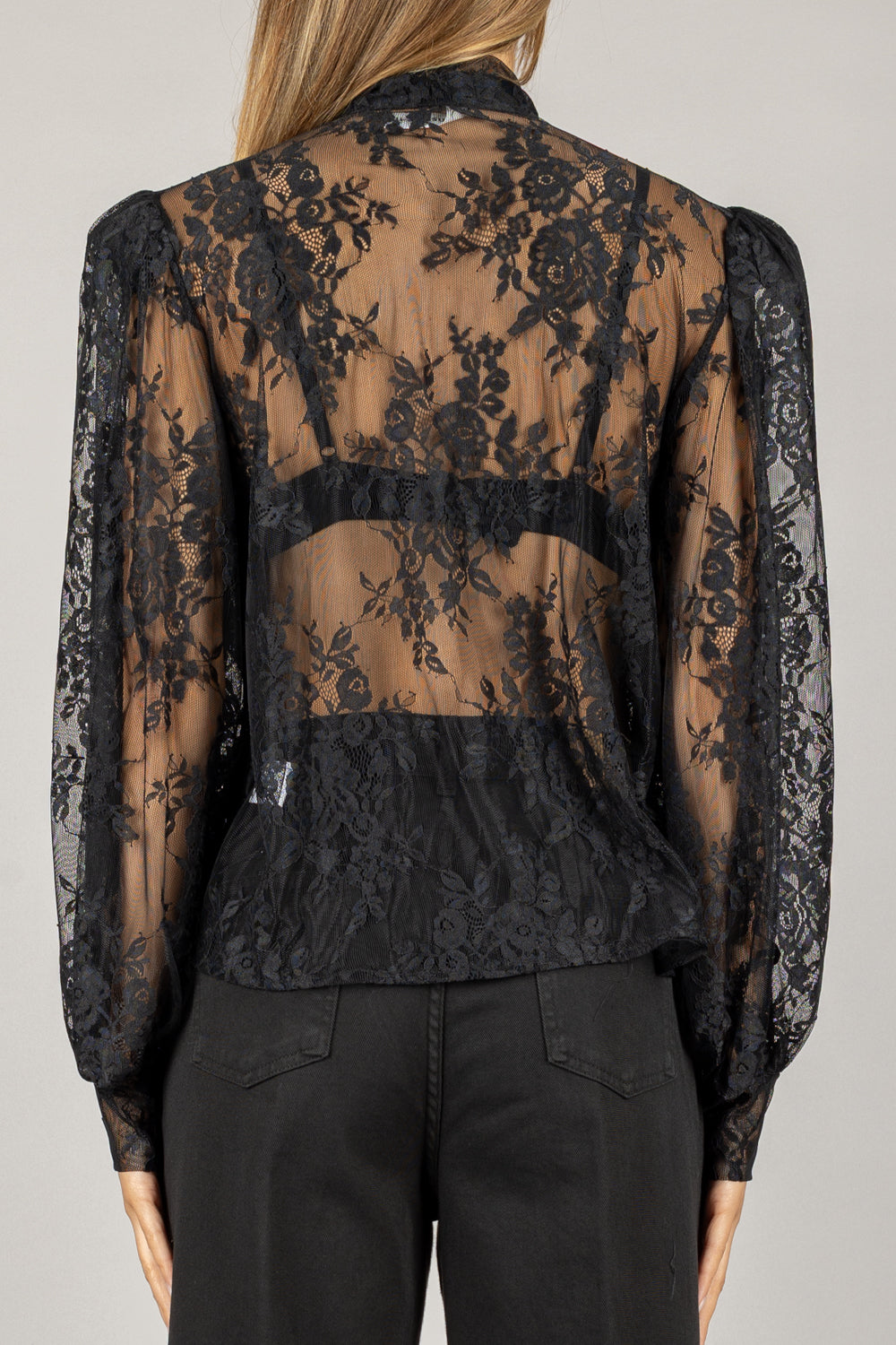 TENSIONE IN - FW250009 - BLUSA IN PIZZO CON FIOCCO