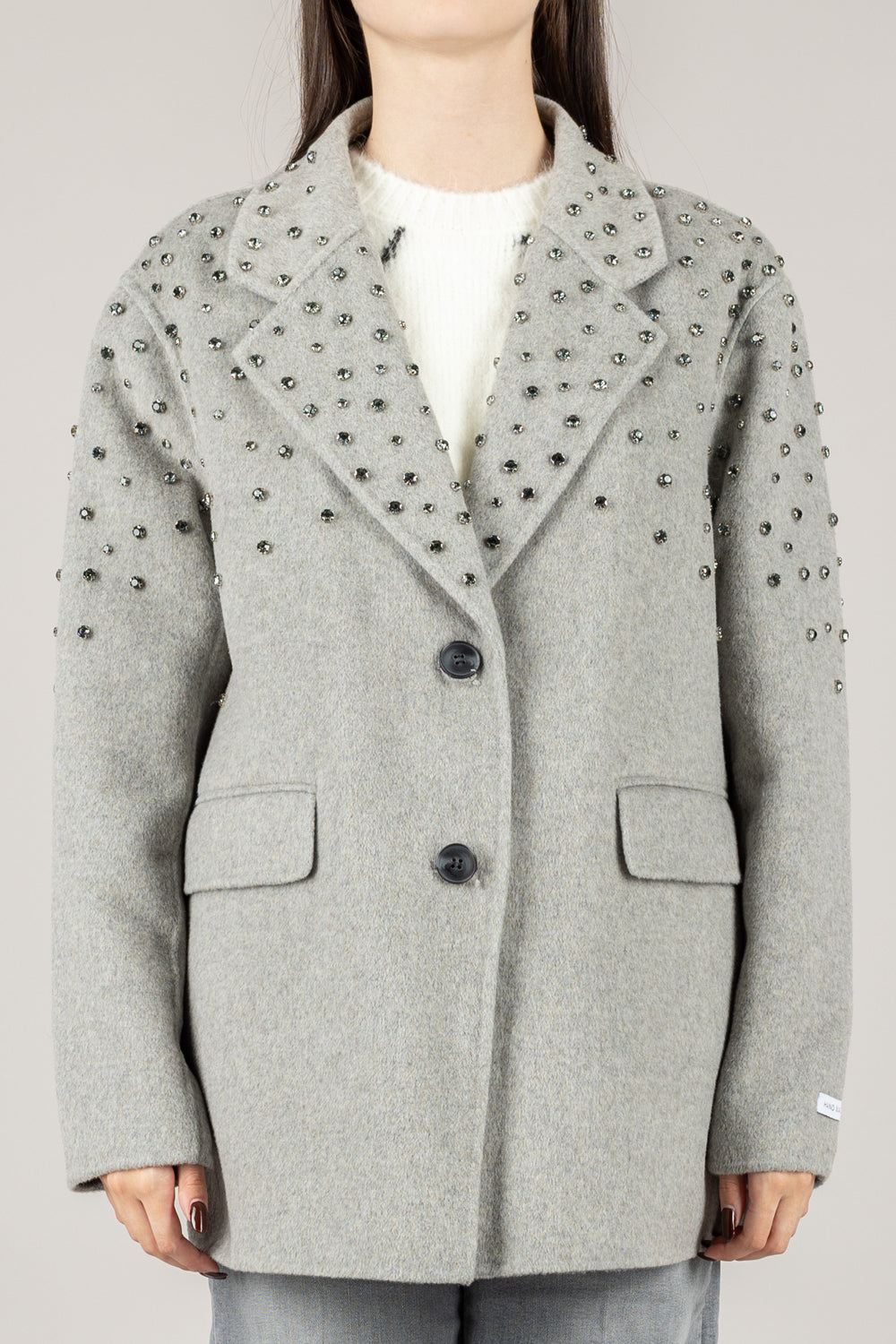 HAVEONE - KHB-P004 - GIACCA MONOPETTO OVER CON STRASS