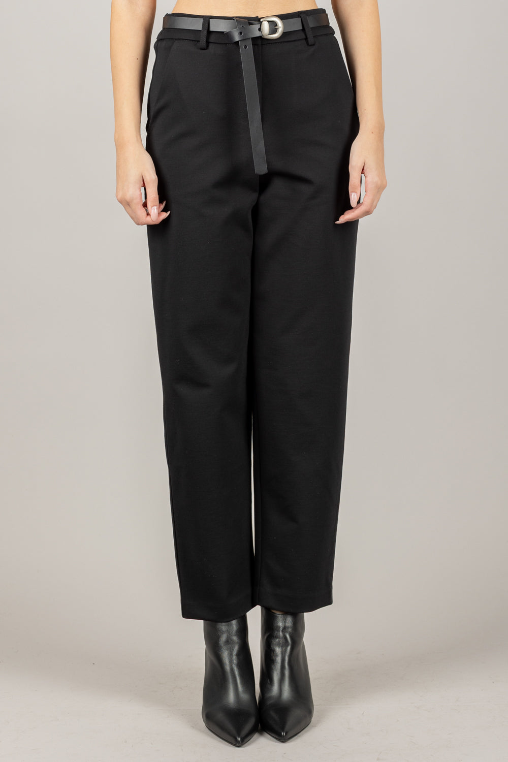 TENSIONE IN - 26P1202 - PANTALONE CARROT IN PUNTO MILANO CON CINTA