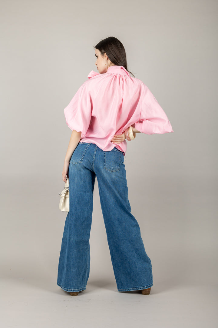 HAVEONE - CMA-N185 - BLUSA REGLAN CON FIOCCO E MANICA A PALLONCINO