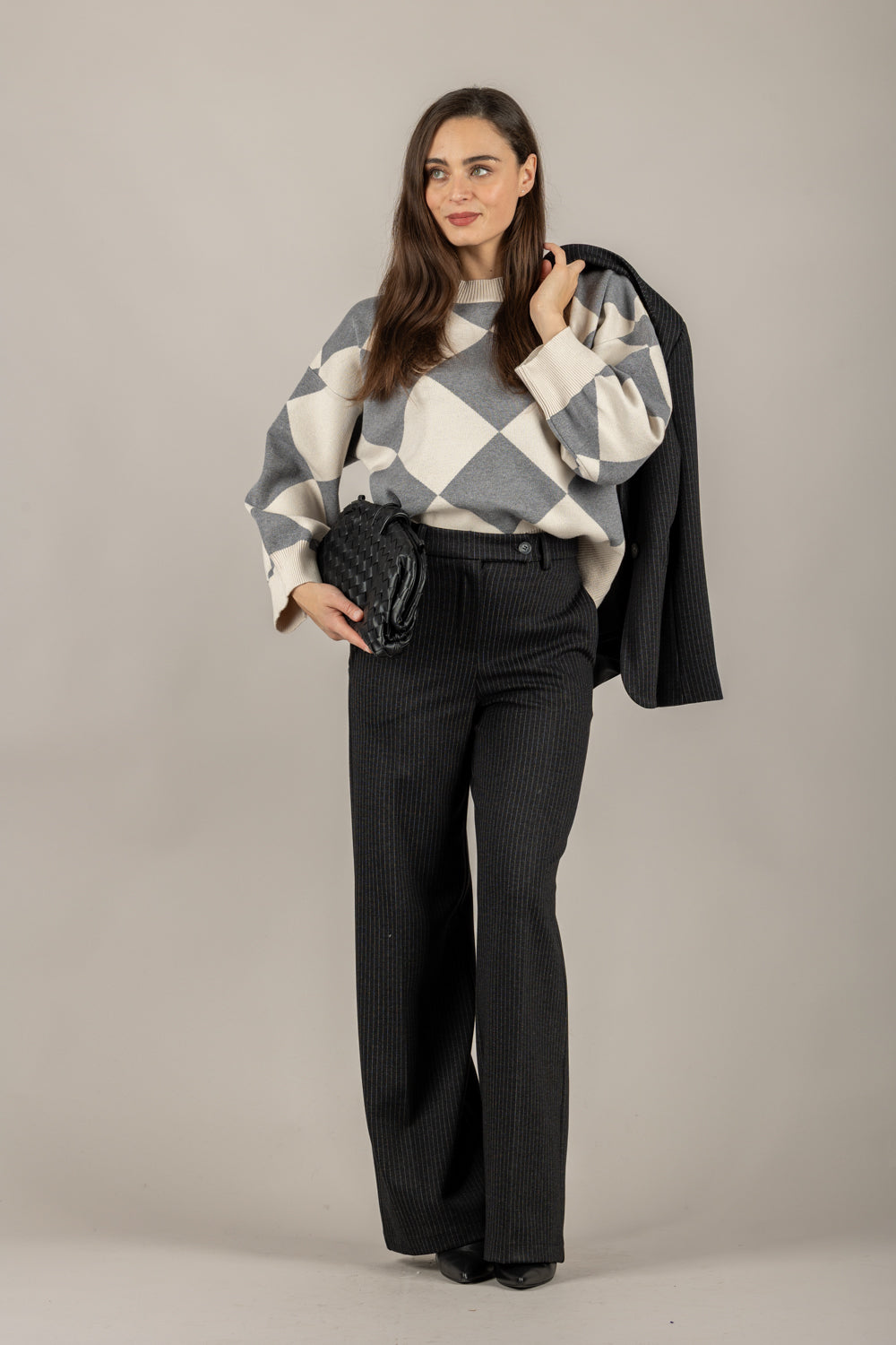 VICOLO - 22229F - MAGLIA CON ROMBI GIROCOLLO