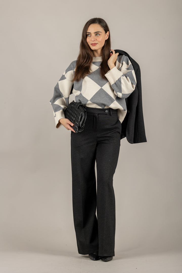 VICOLO - 22229F - MAGLIA CON ROMBI GIROCOLLO