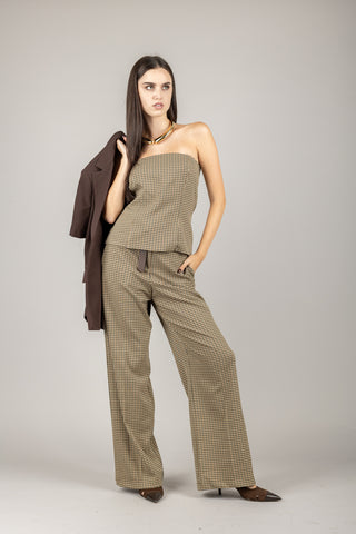 TENSIONE IN - 26P890 - PANTALONE CHECK CON CINTA