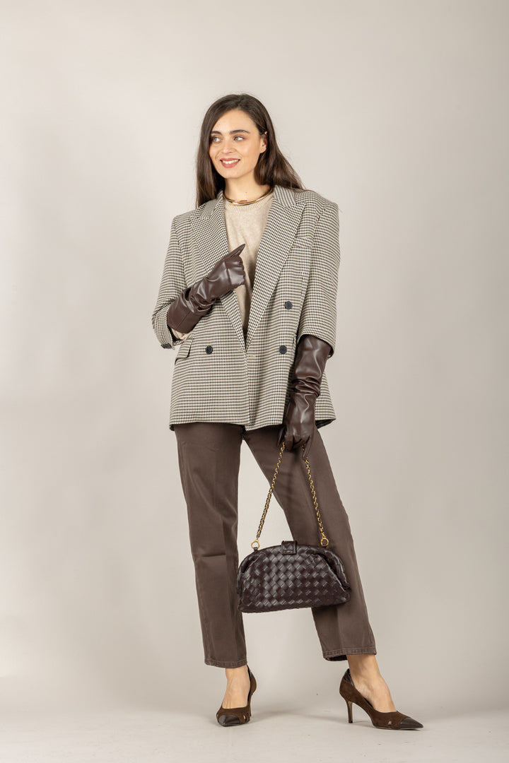 VICOLO - TF2107 - GIACCA PIED DE POULE CON GUANTI