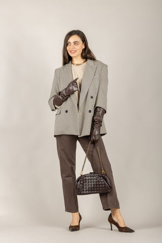 VICOLO - TF2107 - GIACCA PIED DE POULE CON GUANTI