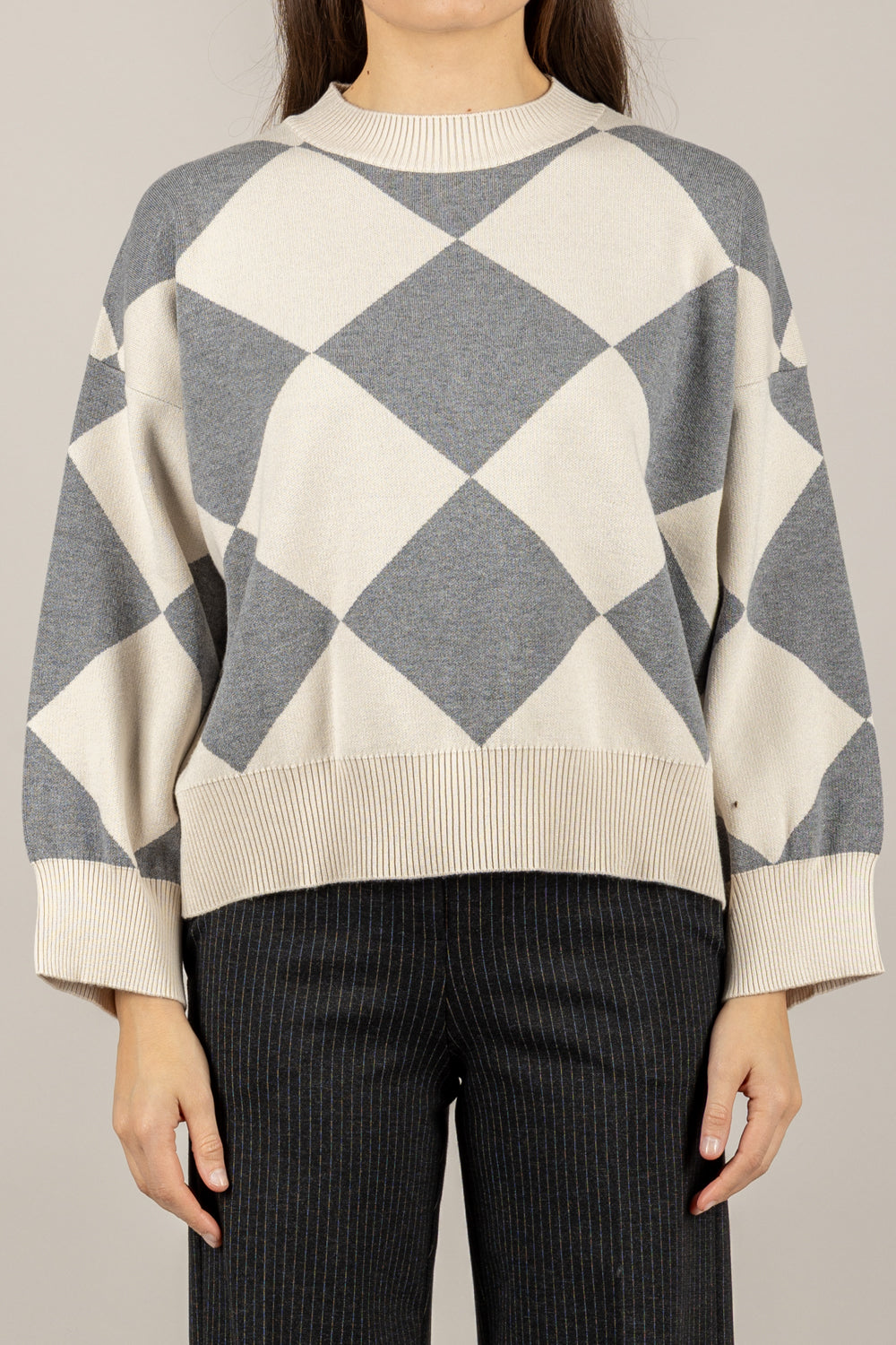 VICOLO - 22229F - MAGLIA CON ROMBI GIROCOLLO