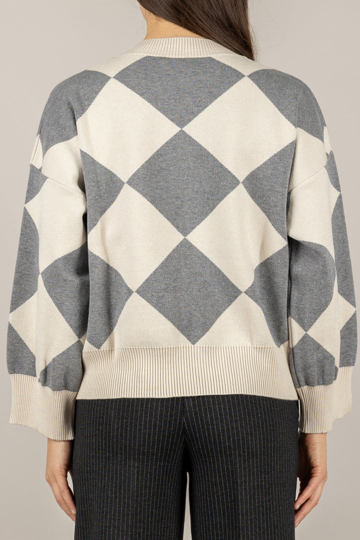 VICOLO - 22229F - MAGLIA CON ROMBI GIROCOLLO