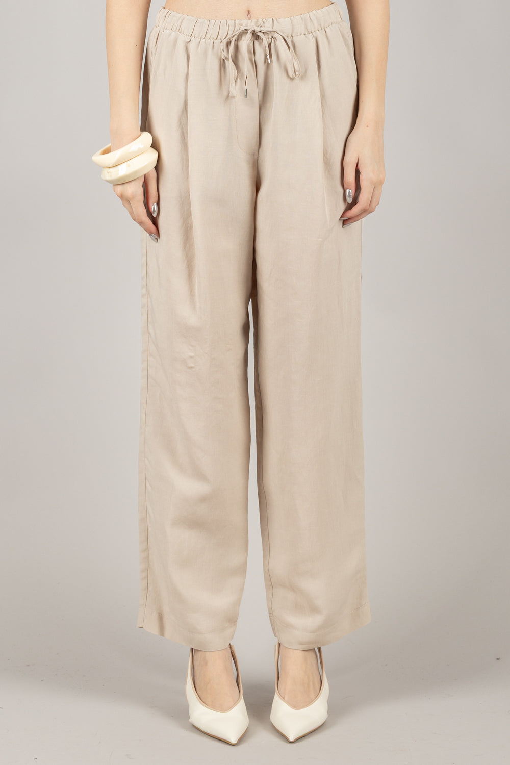 TENSIONE IN - 25P7659 - PANTALONE GAMBA DRITTA CON COULISSE E TASCHE