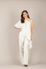 VICOLO - TAB2134 - TOP MONOSPALLA GESSATO NATURALE/NERO