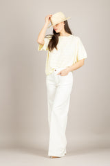 VICOLO - 2AB2002 - MAGLIA A RIGHE BEIGE GIALLINO