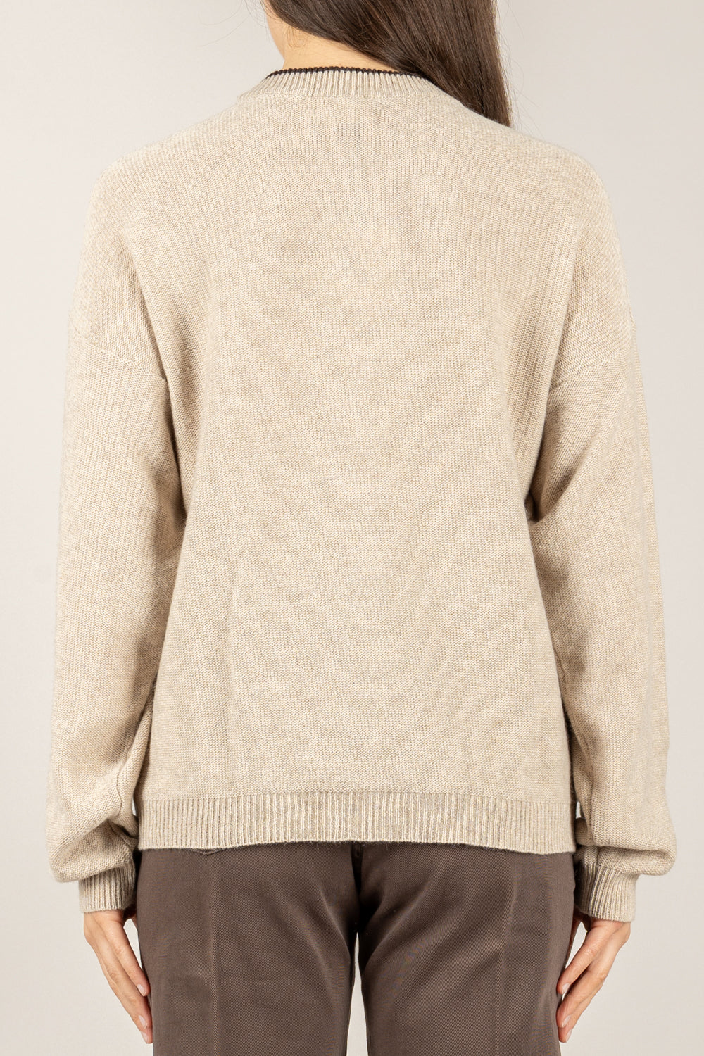 VICOLO - 77345F - MAGLIA GIROCOLLO CONTRASTO