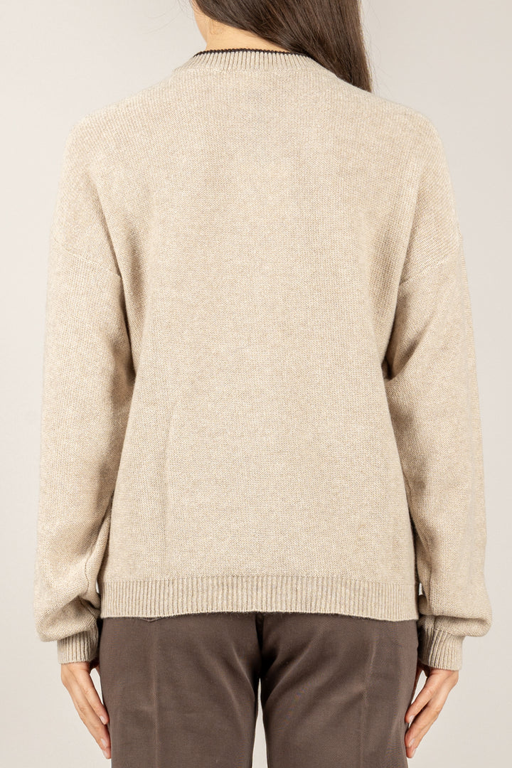 VICOLO - 77345F - MAGLIA GIROCOLLO CONTRASTO