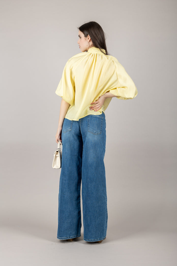 HAVEONE - CMA-N185 - BLUSA REGLAN CON FIOCCO E MANICA A PALLONCINO