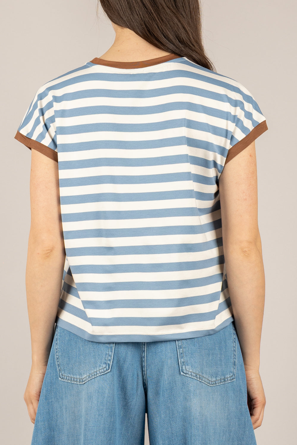 DIXIE - T262A154 - T-SHIRT GIROCOLLO RIGATA PROFILI CONTRASTO DENIM