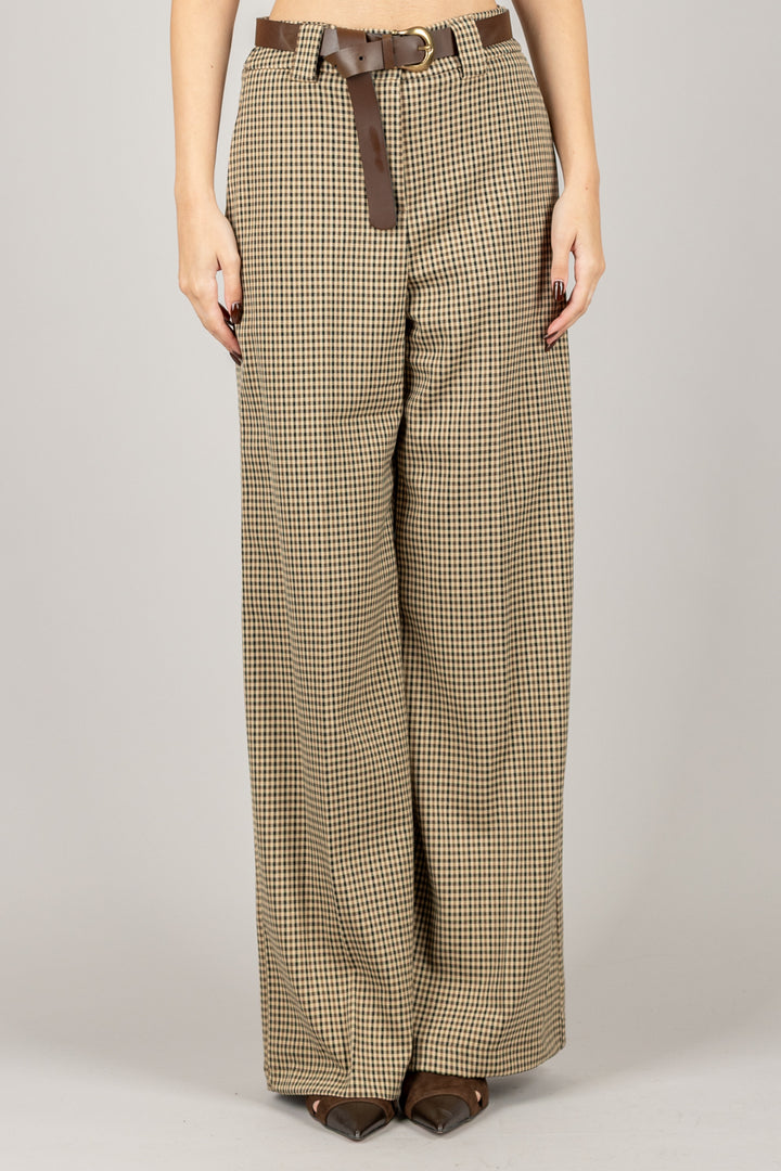 TENSIONE IN - 26P890 - PANTALONE CHECK CON CINTA