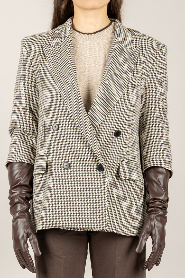 VICOLO - TF2107 - GIACCA PIED DE POULE CON GUANTI