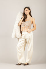 TENSIONE IN - 37515 - TOP RICAMO CON PAILLETTES