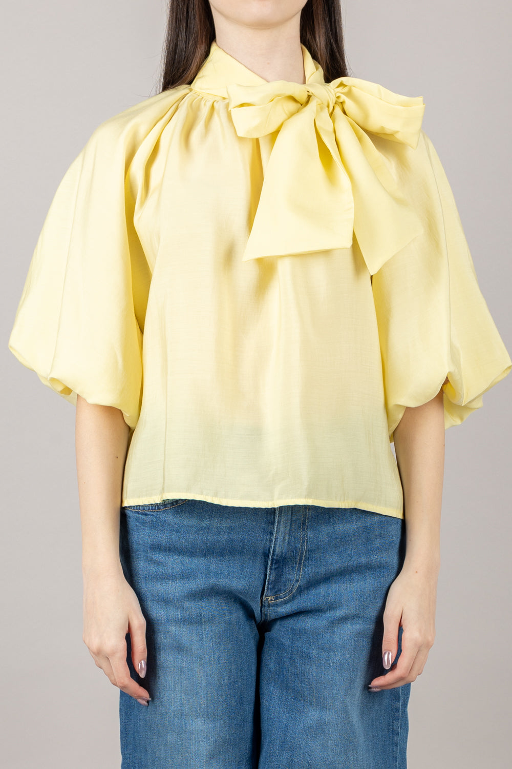 HAVEONE - CMA-N185 - BLUSA REGLAN CON FIOCCO E MANICA A PALLONCINO