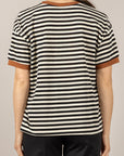 TENSIONE IN - 26M4893 - T-SHIRT RIGATA CON PROFILI A CONTRASTO PANNA/NERO/TABACCO