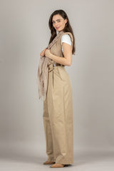 TENSIONE IN - D90160 - MAGLIA SMANICATA CON SPALLINE TAUPE