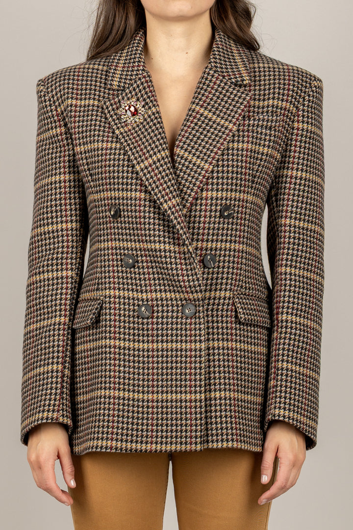 TENSIONE IN - W25J992 - GIACCA PRINCIPE DI GALLES DOPPIO PETTO CON SPILLA