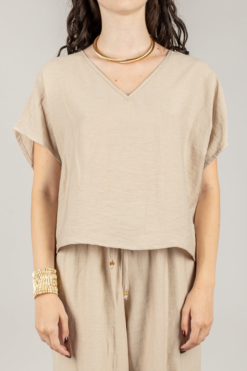 TENSIONE IN - 25C7935 - BLUSA SCOLLO A V MANICA CORTA