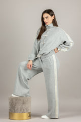 TENSIONE IN - 26M3994 - FELPA CON STRISCE LATERALI GRIGIO