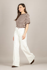 VICOLO - 2AB2002 - MAGLIA A RIGHE MORO ROSA