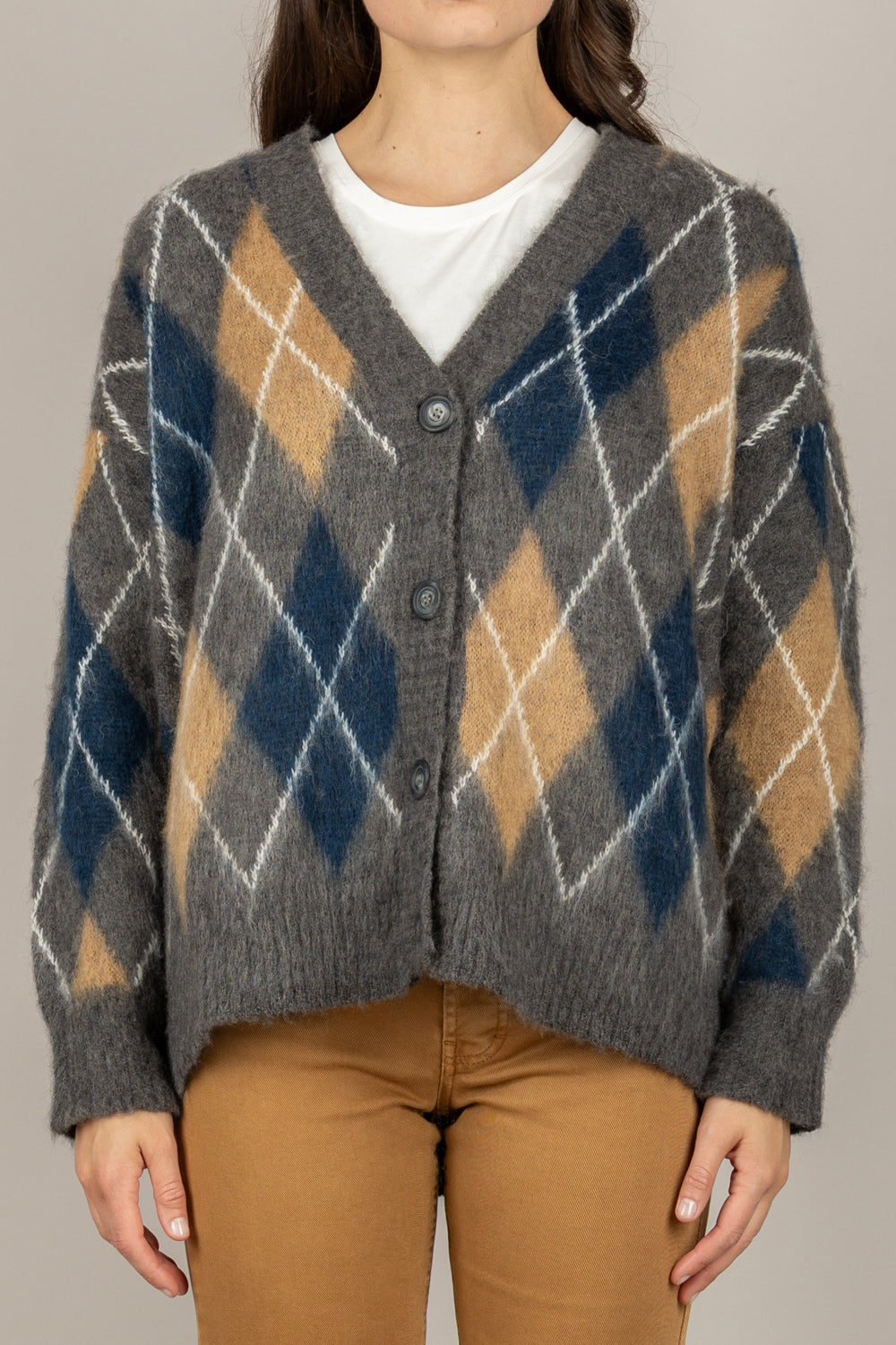 TENSIONE IN - D80999 - CARDIGAN ROMBI BICOLOR