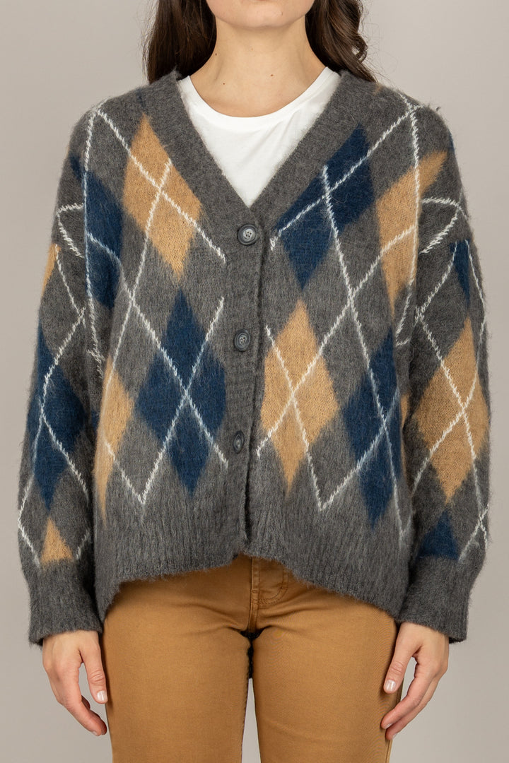 TENSIONE IN - D80999 - CARDIGAN ROMBI BICOLOR