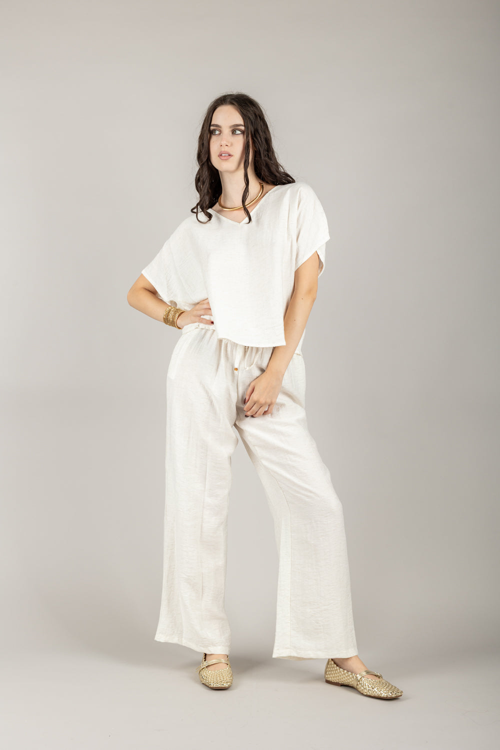 TENSIONE IN - 25C7935 - BLUSA SCOLLO A V MANICA CORTA