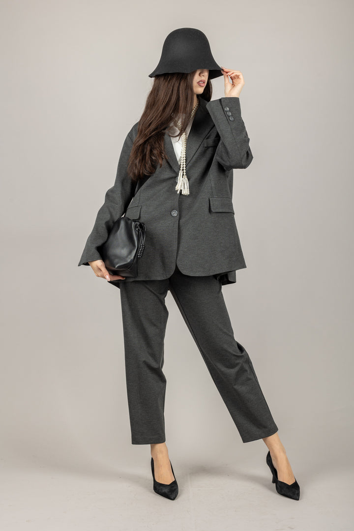 TENSIONE IN - 26P1202 - PANTALONE CARROT IN PUNTO MILANO CON CINTA