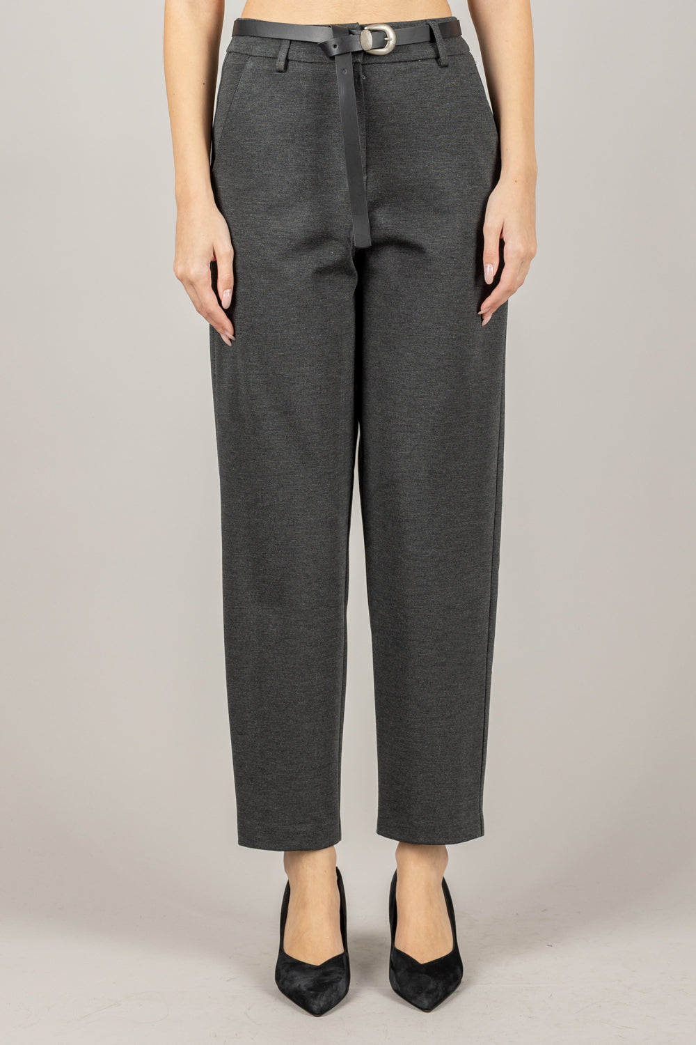 TENSIONE IN - 26P1202 - PANTALONE CARROT IN PUNTO MILANO CON CINTA