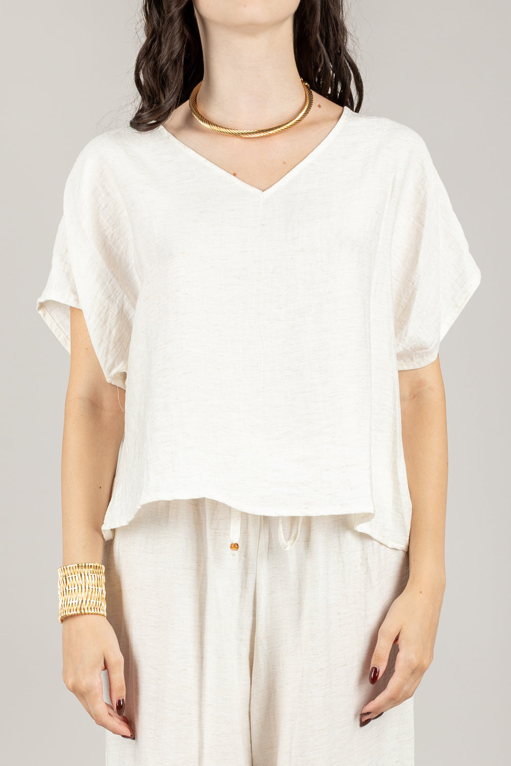TENSIONE IN - 25C7935 - BLUSA SCOLLO A V MANICA CORTA