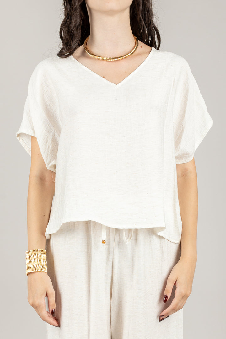 TENSIONE IN - 25C7935 - BLUSA SCOLLO A V MANICA CORTA