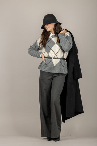 TENSIONE IN - 26P1305 - PANTALONE PALAZZO PUNTO MILANO