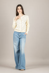 VICOLO - 7AB7039 - CARDIGAN CON BORCHIE BURRO