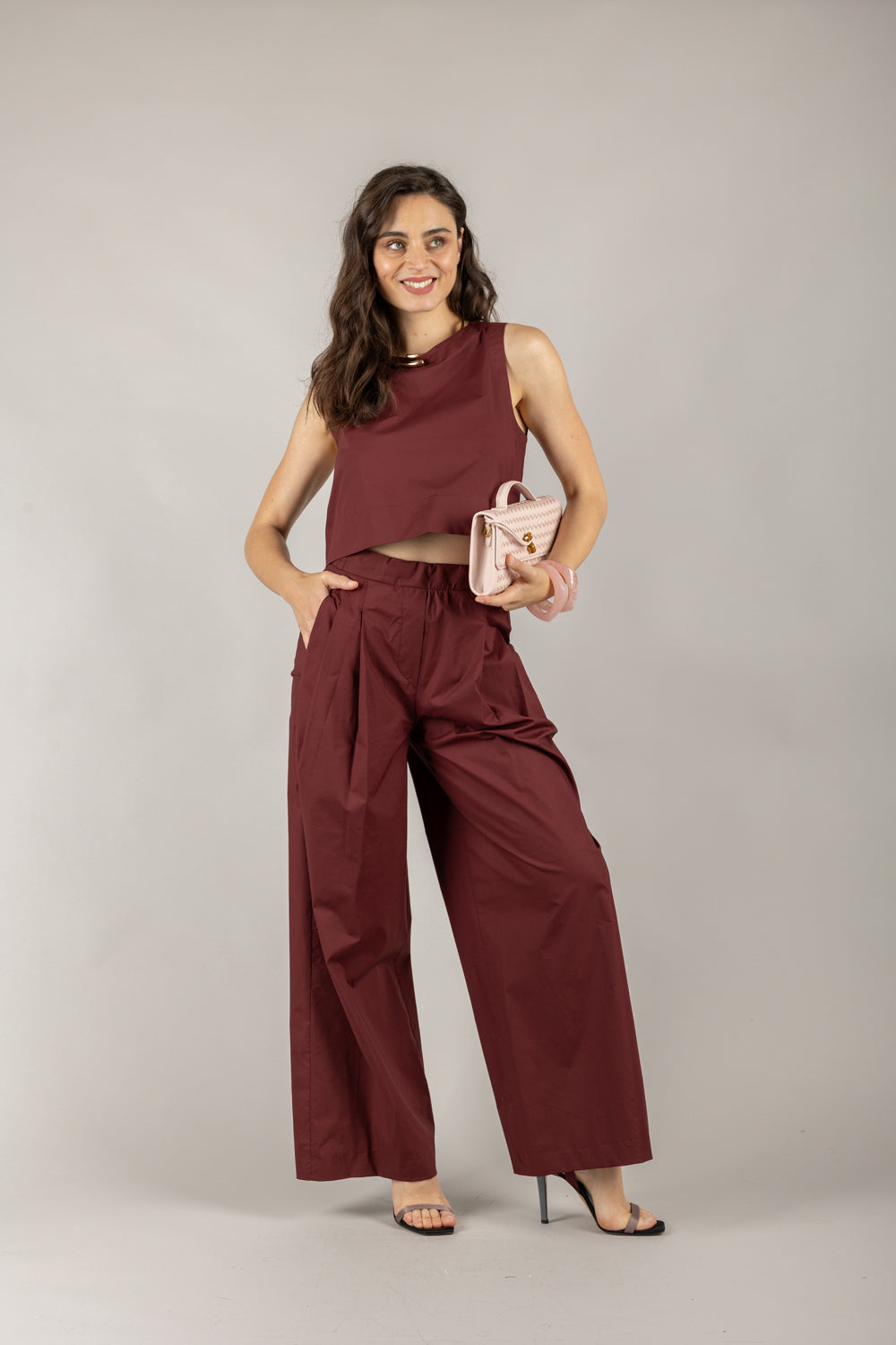 TENSIONE IN - 25P7843 - PANTALONE A PALAZZO CON PINCES