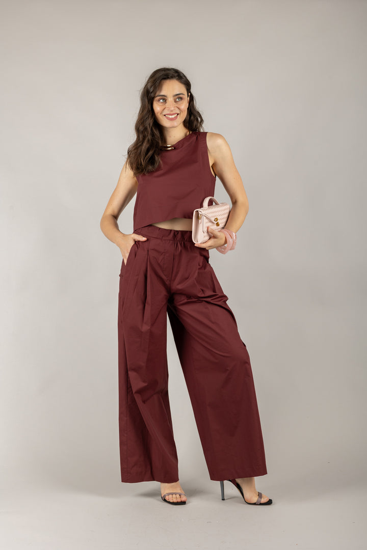 TENSIONE IN - 25P7843 - PANTALONE A PALAZZO CON PINCES