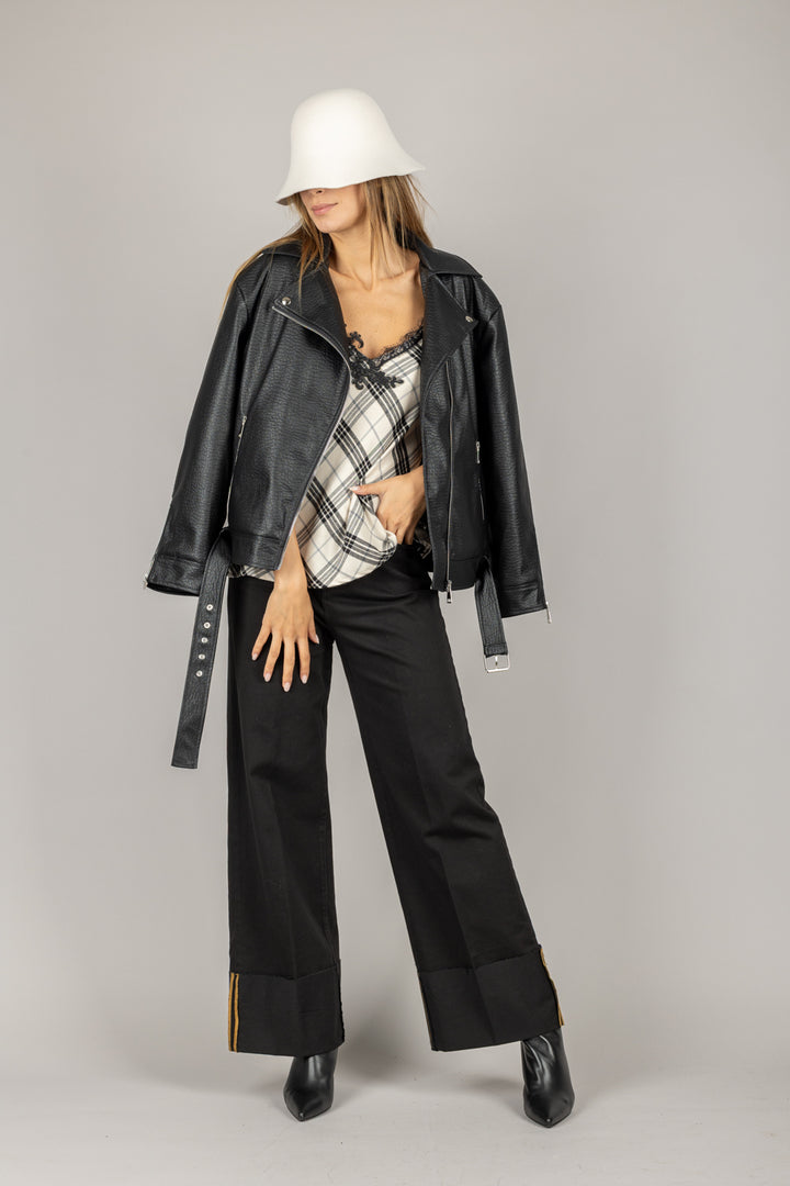 DIXIE - R648Y020 - TOP CHECK CON DETTAGLIO RICAMATO