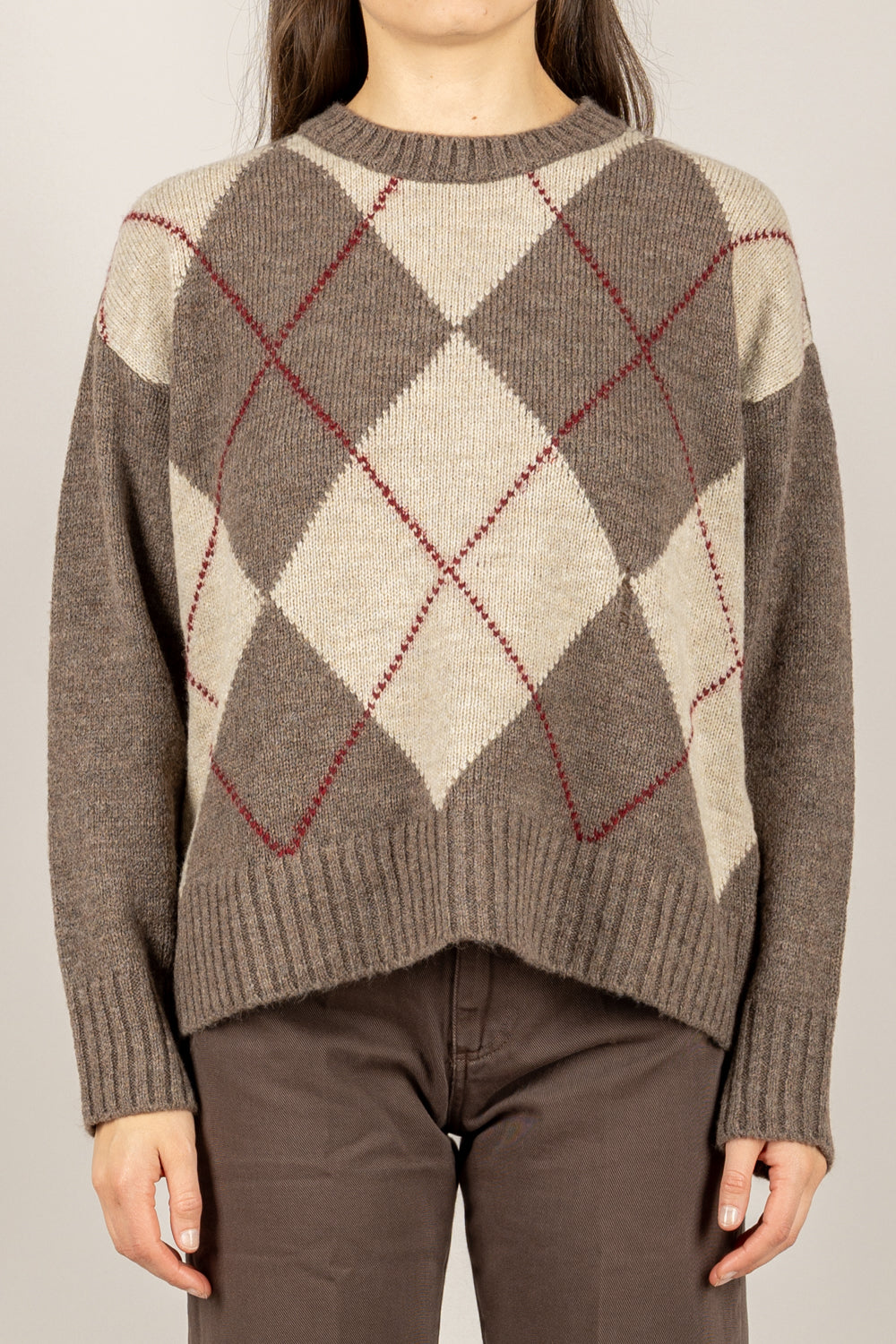 TENSIONE IN - W5HMJ78A359 - MAGLIA A ROMBI BICOLOR GIROCOLLO