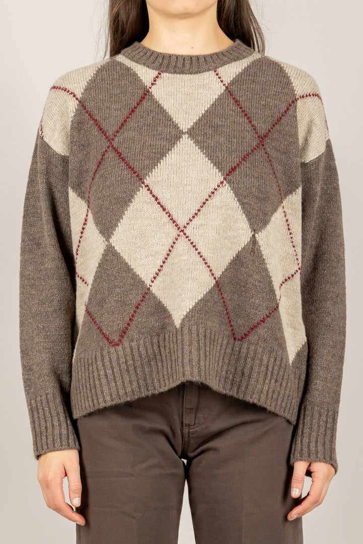 TENSIONE IN - W5HMJ78A359 - MAGLIA A ROMBI BICOLOR GIROCOLLO