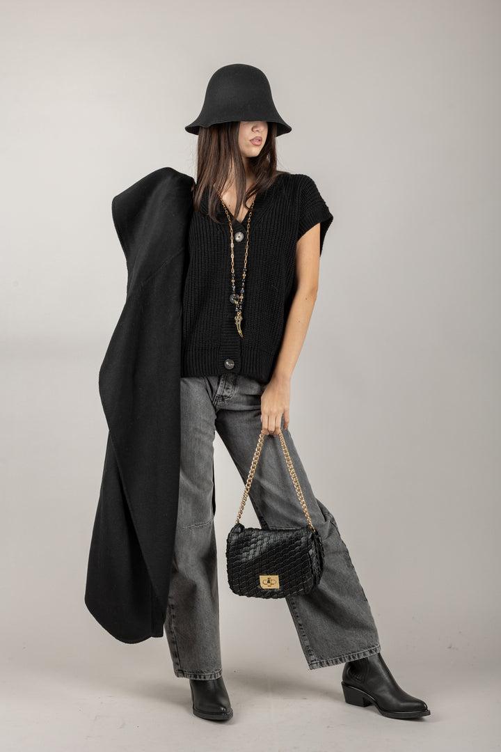 TENSIONE IN - D80941 - GILET OVER TRE BOTTONI