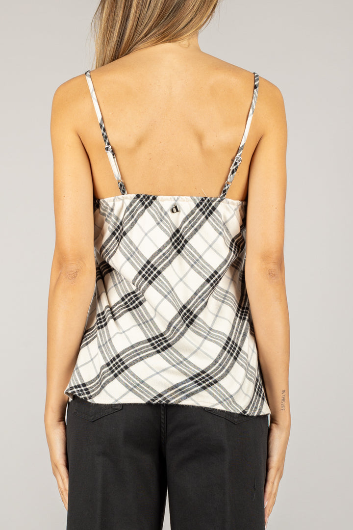 DIXIE - R648Y020 - TOP CHECK CON DETTAGLIO RICAMATO